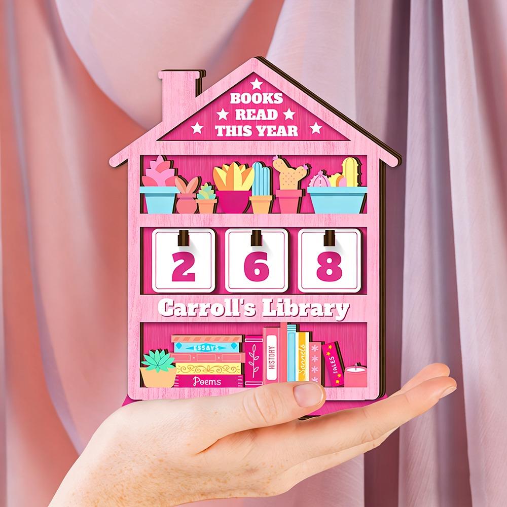 Деревянный Трекер Прочитанных Книг Книги, Прочитанные В Этом Году Для Любителей Книг Трекер Чтения Вывеска Подарок Счетчик Чтения В Форме Дома