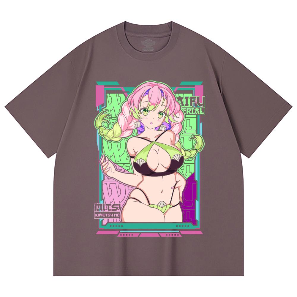 230 Gsm 100% Cotton Demon Slayer V53 Mitsuri Waifu Print Unisex Heavy Cotton T Shirt