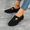 Large-sized Fly-knit Breathable Single Shoes for Women Flat Heels with Cutout and Shallow Opening Lazy Loafers