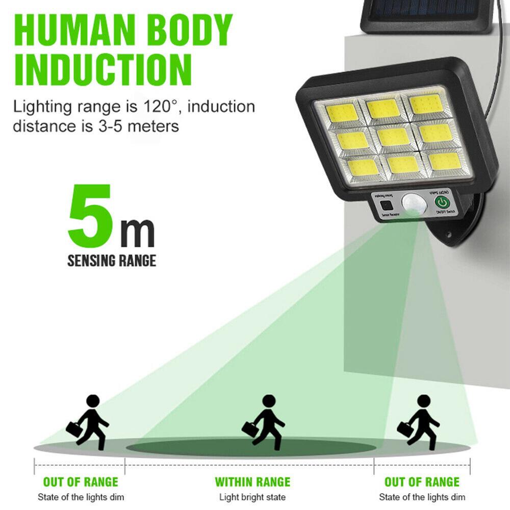 Solar LED Lights Outdoor Waterproof Motion Sensor 3 Modes 72/108/117COB Solar Flood Wall Lamp Street Garden Porch Garage Light