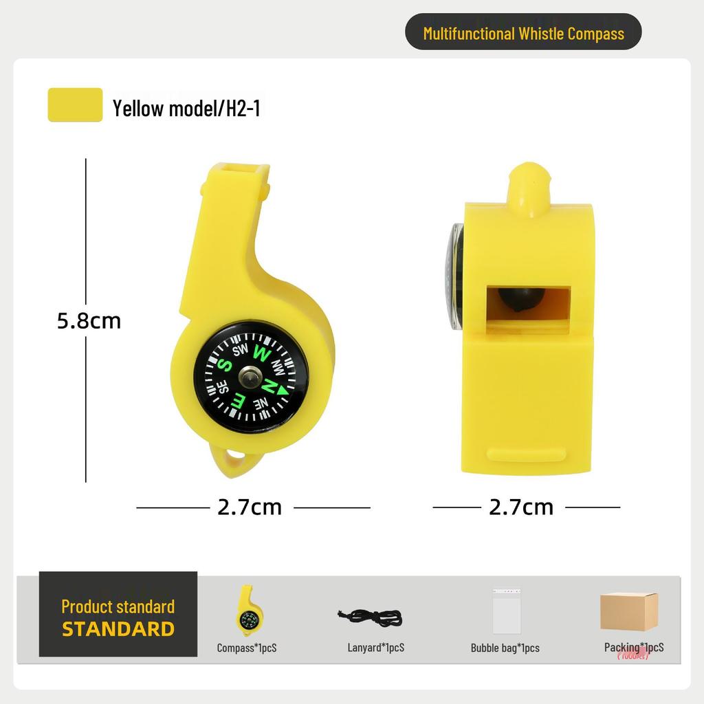 Multifunktionaler Outdoor-Kompass: 7-in-1 Studenten-Lehrhilfe mit Pfeife, LED-Licht und Thermometer.