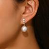 Luxury Pearl Earrings for Women Gold/Silver Plated Round CZ Dangle Earrings 12mm Pearl Bridal Wedding Daily Wear Jewelry