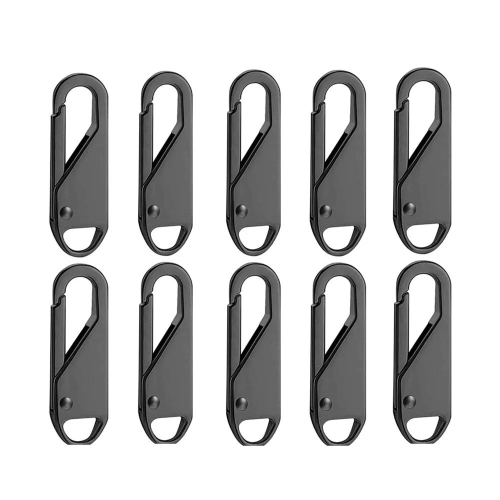 10pcs Zipper Sliders Cord Pack Universal Zipper Pull Repair Kit – Replaceable Metal Sliders & Strings for Clothing, Bags