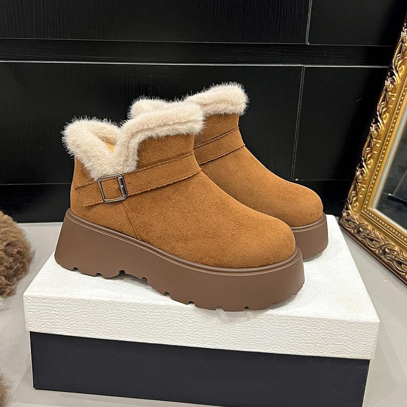 Women's Fur One Thick Bottom Heightening Winter Lightweight Warm Snow Boots Non-slip Wear-resistant Casual Sports Cotton Boots