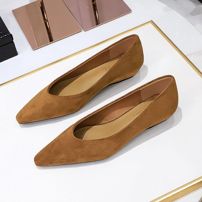 

Women Flocks Casual Shoes Pointed Toe Shallow Mouth Single Shoes Lady Daily Outdoor Office Loafers Comfy Walking Shoes Size35-43 35 светло-коричневого