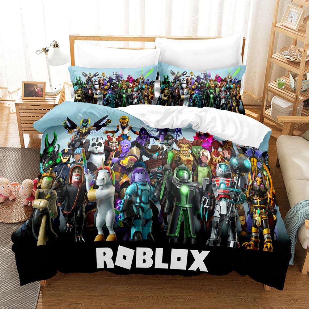 Three-piece home textile four-piece set, cartoon ROBLOX My World digital printing bedding
