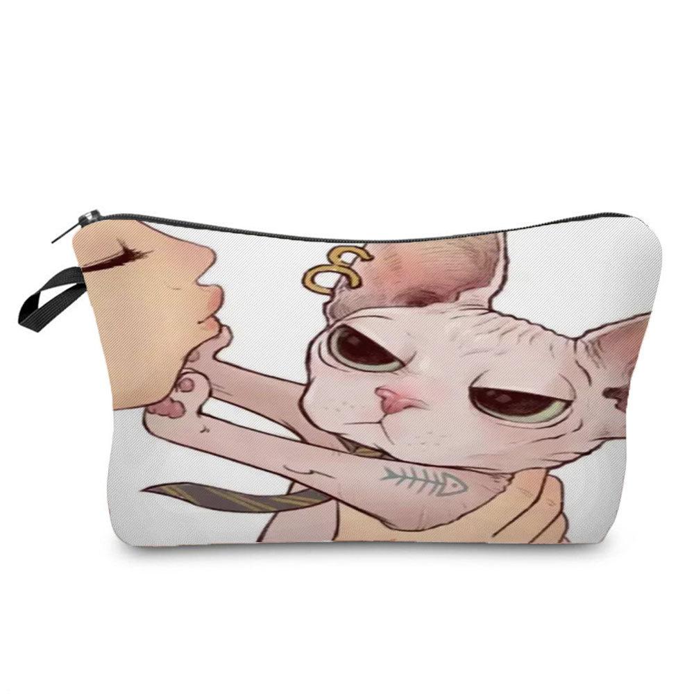 Women Cat Print Cosmetic Bag Toiletries Organize Travel Storage Case  6405