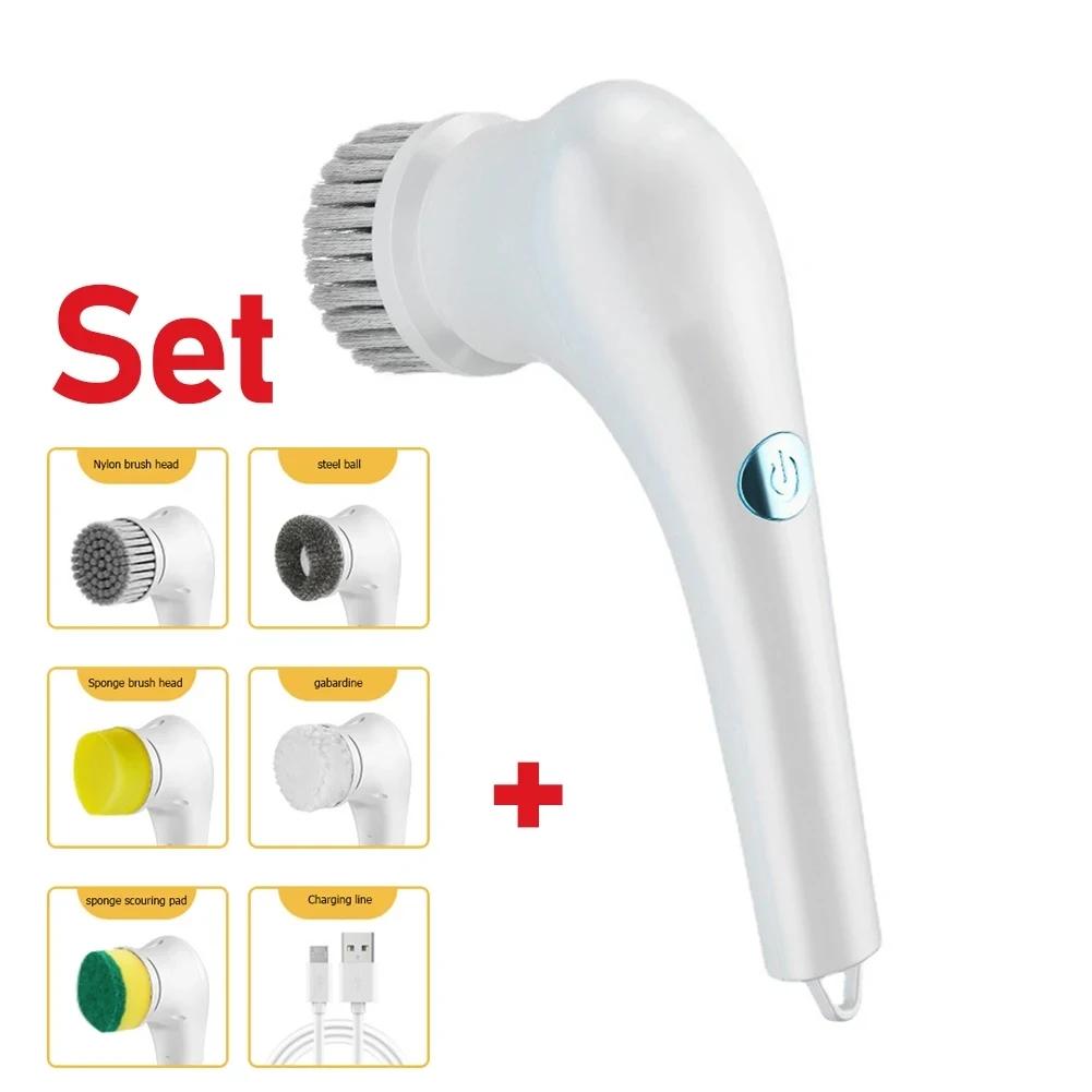 

Электрическая вращающаяся щетка Электрическая вращающаяся щетка с 6 сменными насадками Электрическая вращающаяся щетка Ручной инструмент для чистки пола