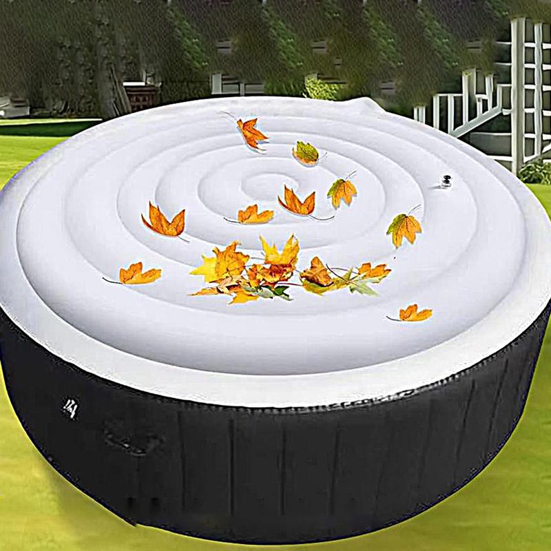 Inflatable Hot Tub Cover Round Lid Hot Tub Windproof Cover with Handles Outdoor Protection Thermal Hot Tub Cover for Bathroom