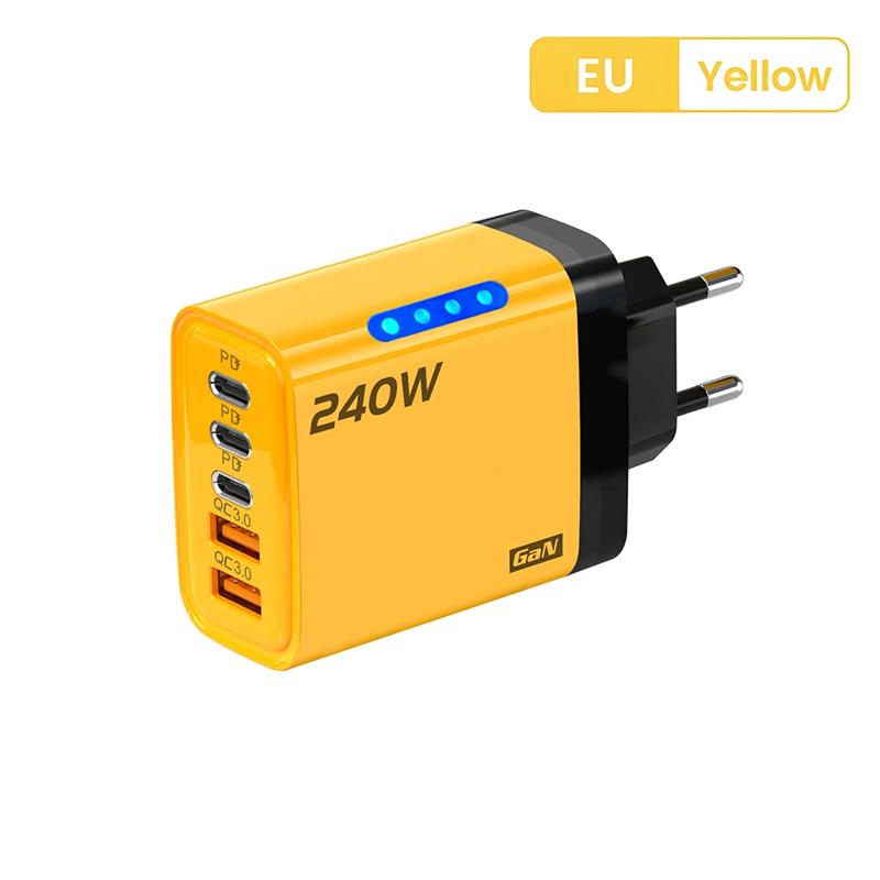 5 Ports USB C PD Fast Charging Adapter with Quick Charge 3.0 for Smartphones Tablets Universal High Speed Multi-Device Charger
