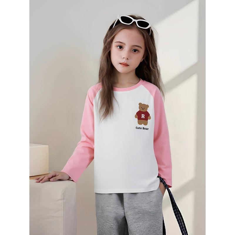 Children's Brand Clothing Korean Style Girls' Pure Cotton Printed Long-Sleeved T-Shirt Autumn New Children's Base Shirt Clothes