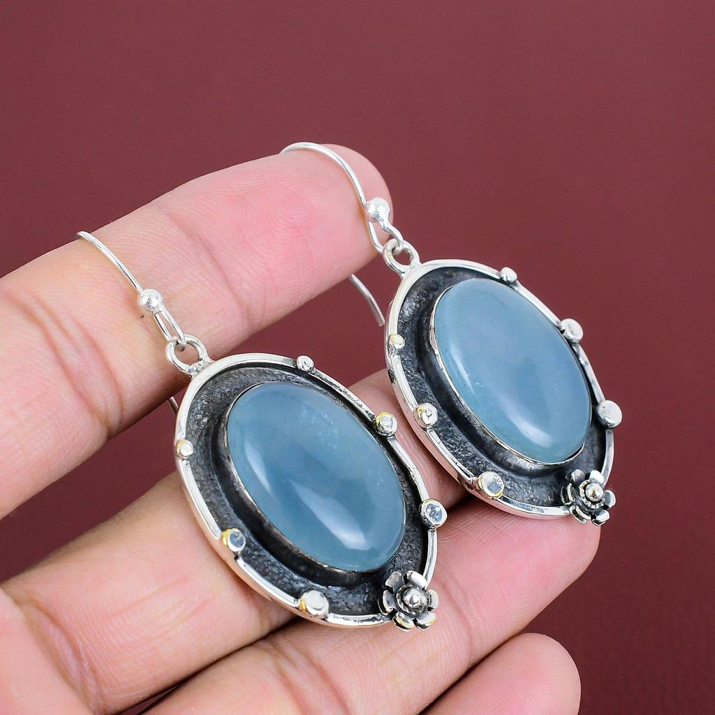 Aquamarine Earring Original Gemstone Jewelry 925 Sterling Silver Earring Handmade Earring Aquamarine Jewelry Dangle Earring Gifts For Friend