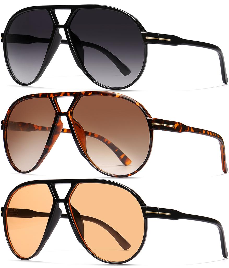 Übergroße Pilotensonnenbrille für Damen Herren Retro 70er Schild Sonnenbrille UV400 Schutz