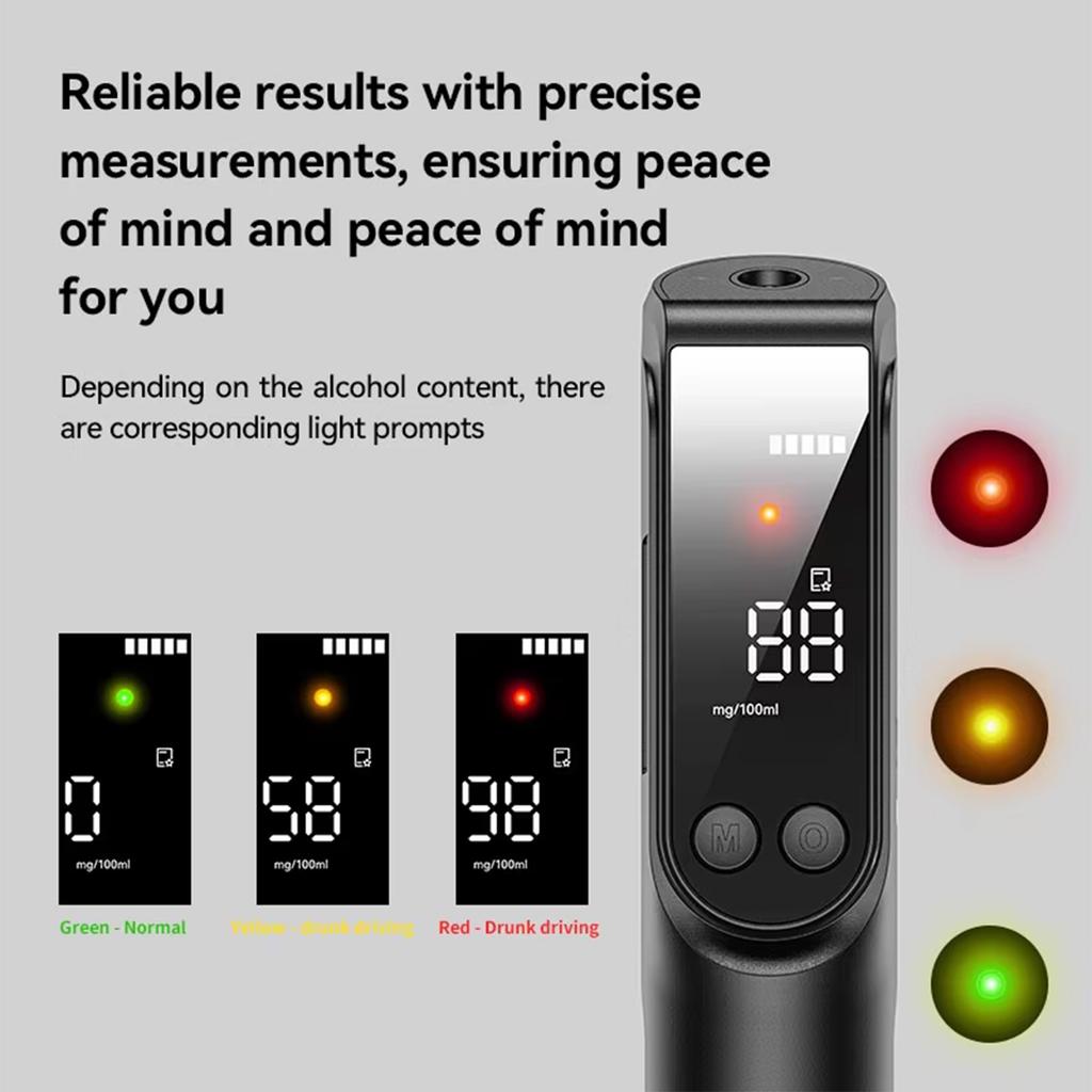 Professional Alcohols Meter Portable Quick Response Alcohols Tester with Voice Broadcast Indicator Digital Breathalyzer