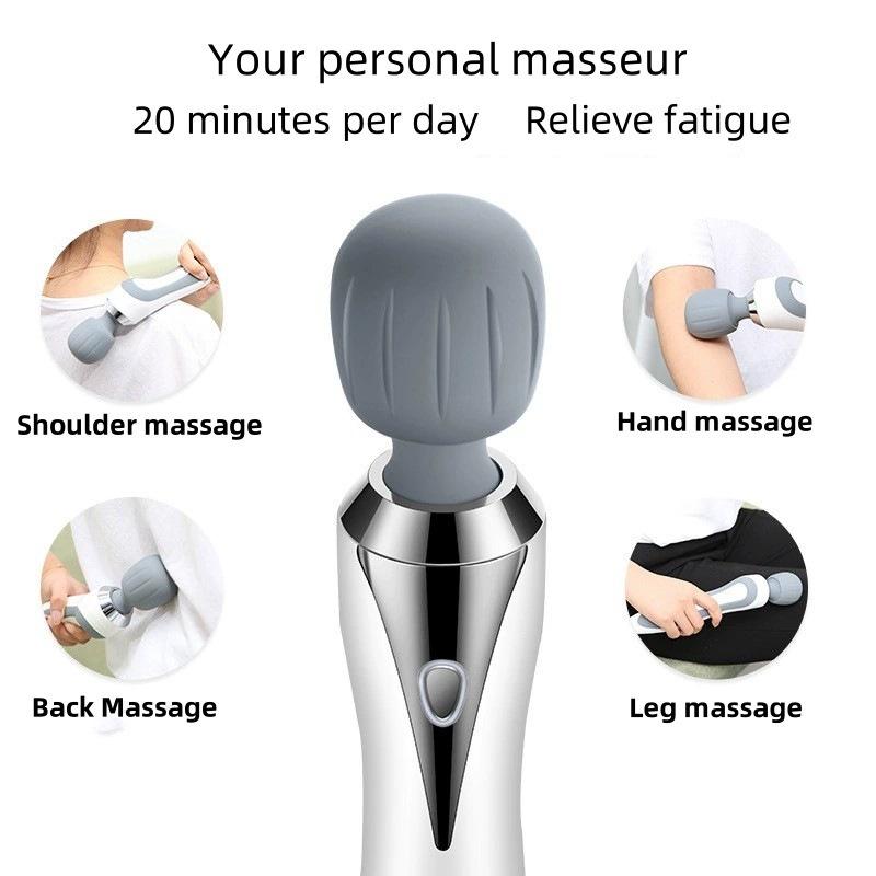 High Frequency Vibration Massage Stick 11 Modes Deep Tissue Rechargeable USB Fast Charge IPX7 Waterproof Portable Silicone Heads