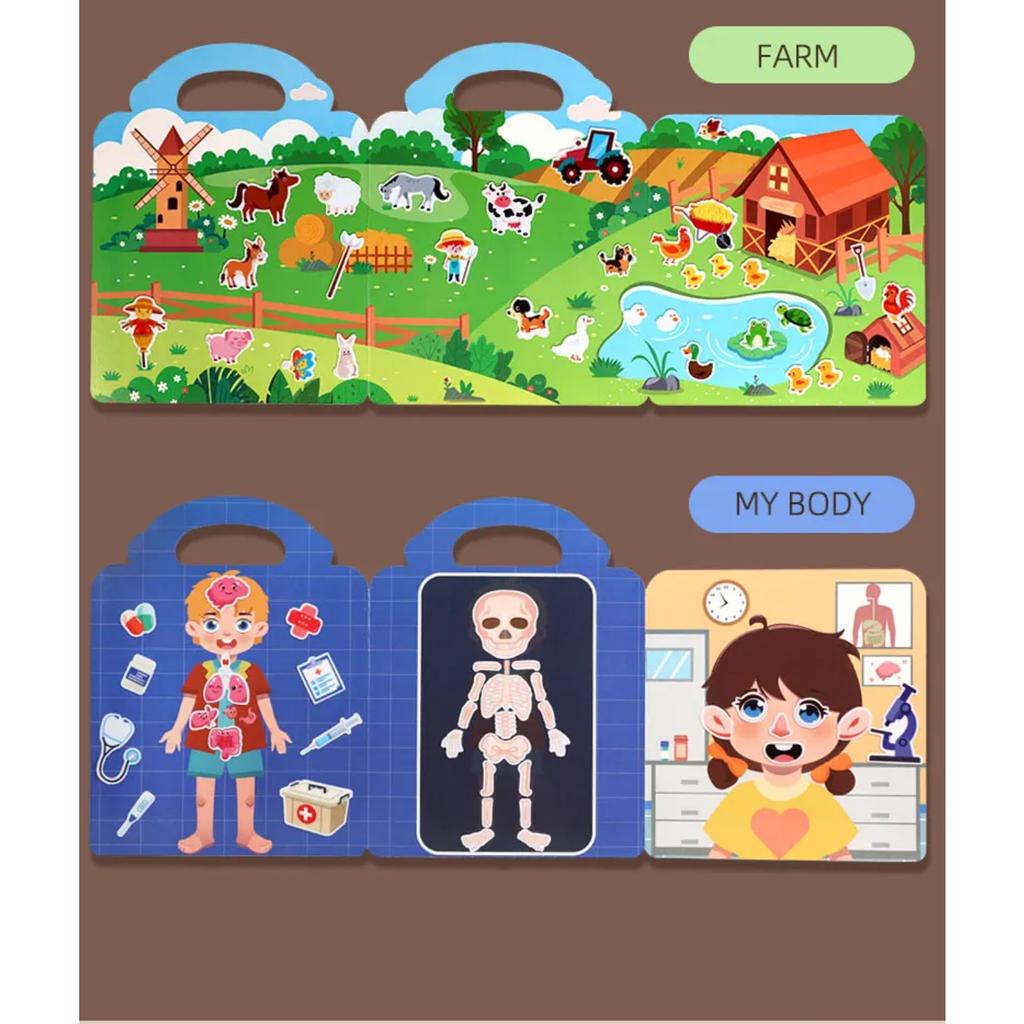 Reusable Sticker Book for Kids Vehicles Truck Multi-Theme Bubble Sticker Jelly Stickers Educational Learning Toys for Children