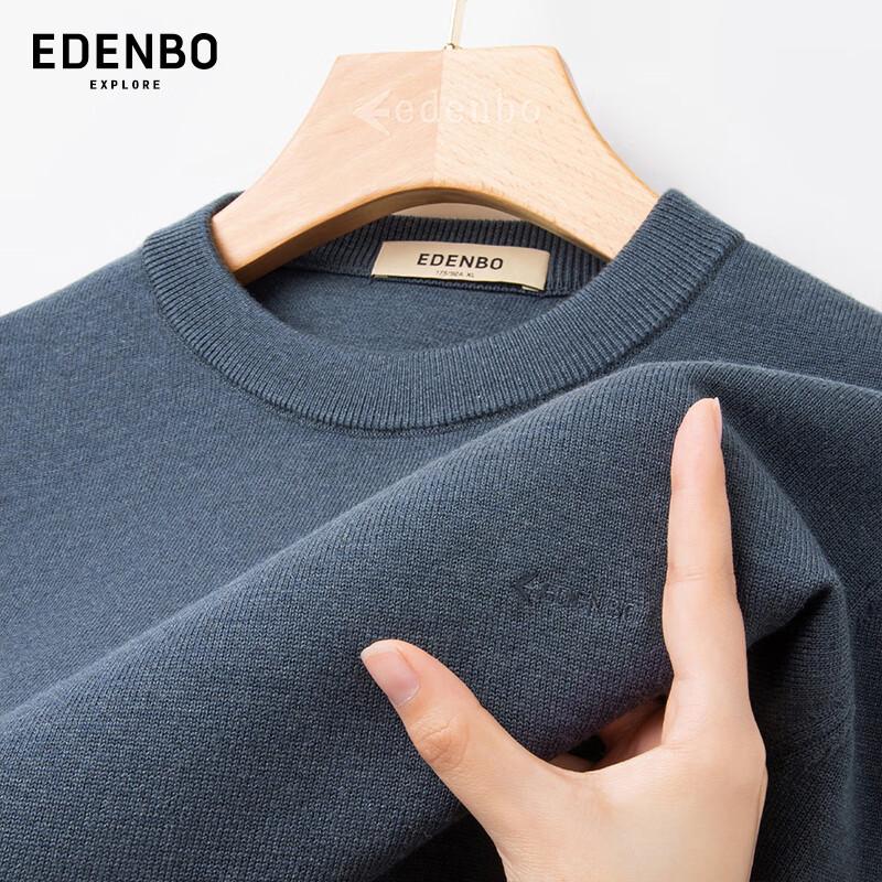 Edenbo Men's Soft Thick Wool Blend Round Neck Sweater
