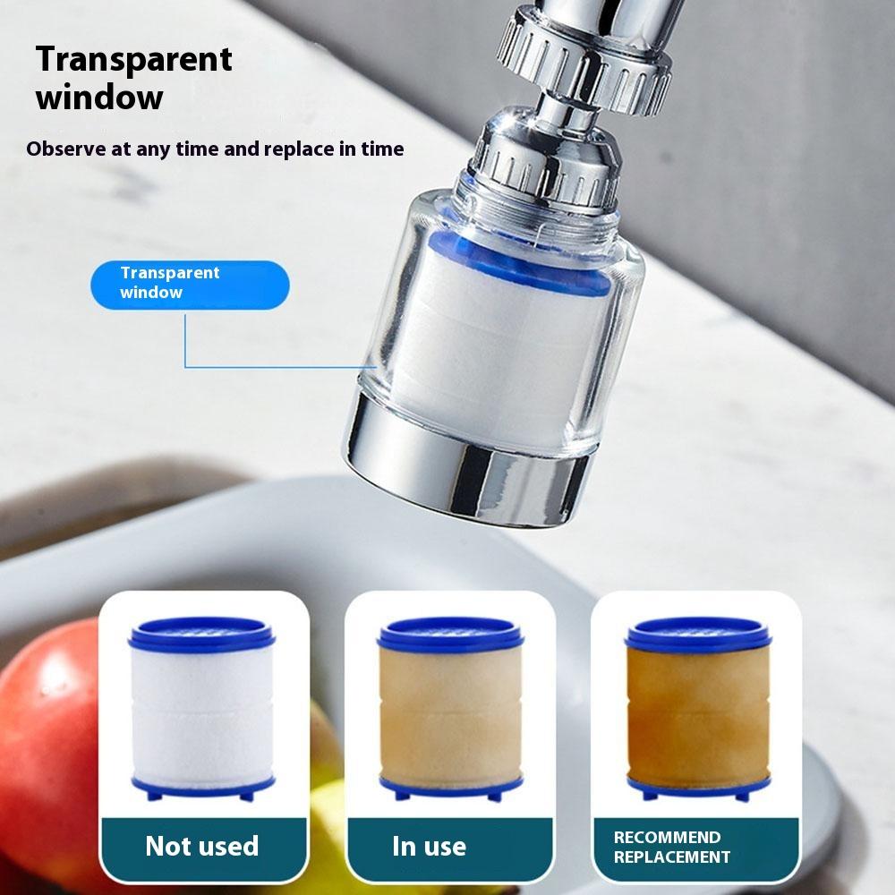 Faucet Filter Splash-Proof Aerator Kitchen Tap Rotating Spout with Universal Connector + Spare Filter Element