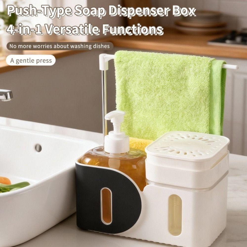 with Sponge Holder 4-in-1 Soap Dispenser Refillable Dual Soap Dispenser  Kitchen
