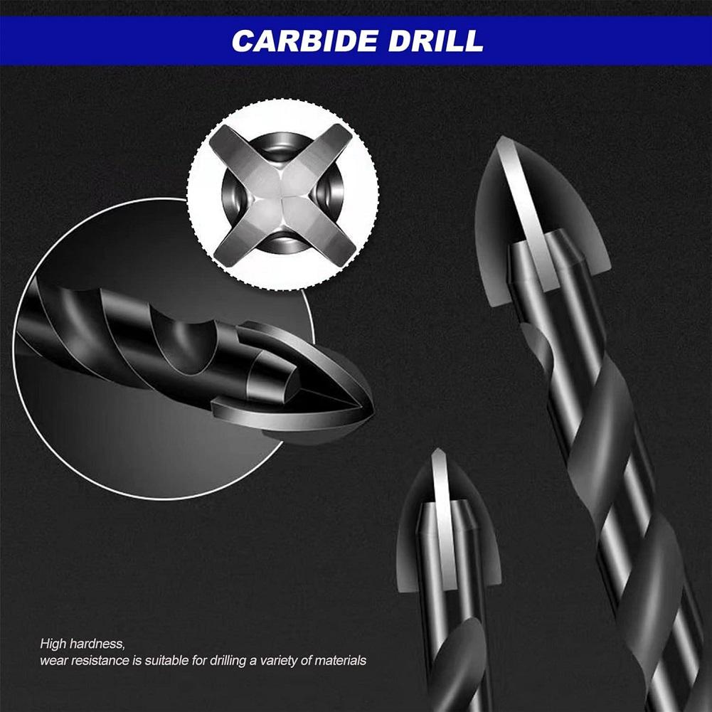 Set mit 5 Kreuzfliesenbohrern mit Dreieckspitze für den Einsatz auf Glas, Stein, Fliesen, Kunststoff, Holz, Ziegel und Betonmaterialien