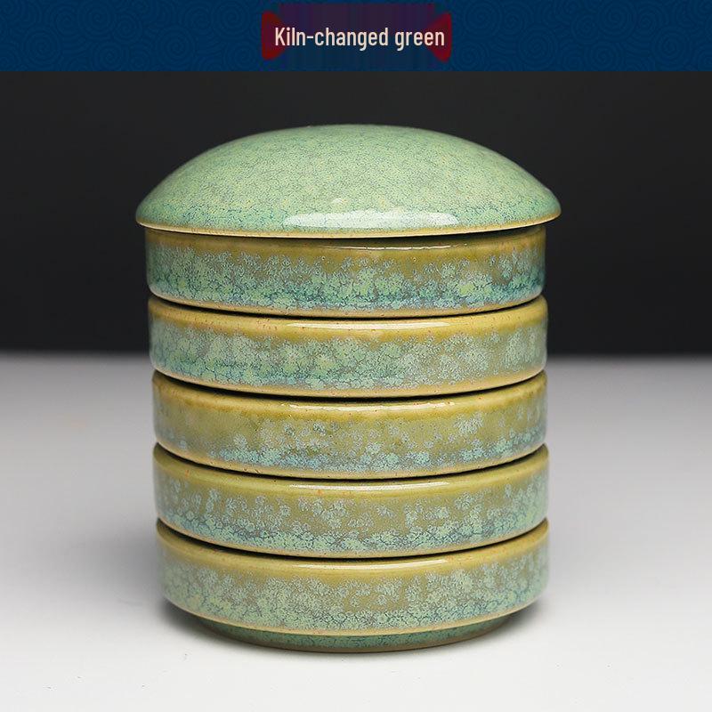 

5-Layer Ceramic Watercolor Palette - Chinese Painting Pigment Dish for Students