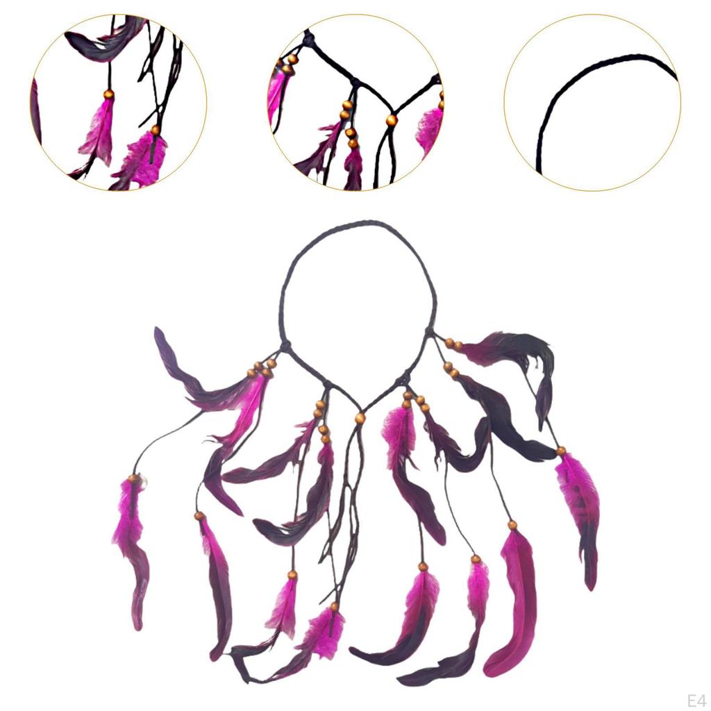 Bohemian Feather Headband Indian Boho Headpiece for Prom Costume Holiday Cosplay