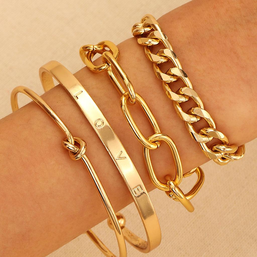 Vintage Mehrschichtiges Kettenarmband Set für Damen – Trendiger Europäischer Stil, Retro Minimalistischer Handschmuck, Grenzüberschreitende Heißverkauf Accessoires
