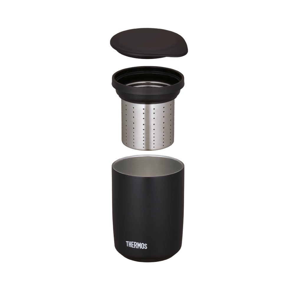

чайный термос с вакуумной изоляцией, чайный тамблер 400 мл, цвет «каменный черный» STB [с ситечком] JTB-400FI