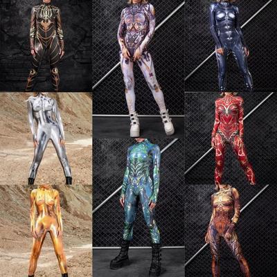 3D Digital Printing Stage Performance Costumes Adults Halloween Events Carnival Theme Party Cosplay Outfit Pretend Game Jumpsuit