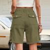 Womens Shorts High Waisted Cargo Shorts With 6 Pockets Elastic Summer Casual Shorts