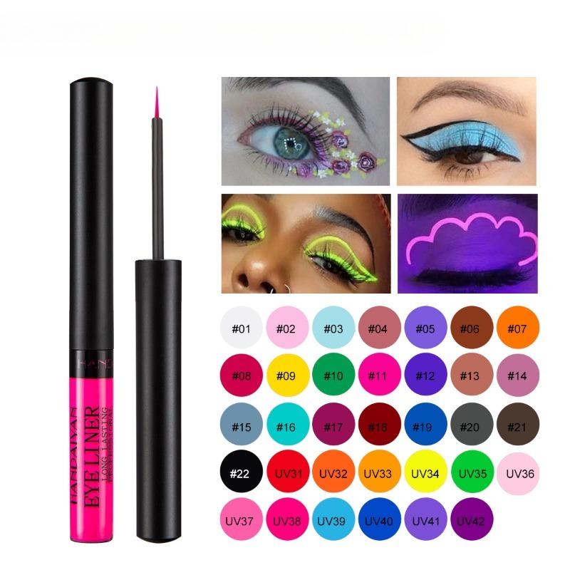 34-color Matte Quick-drying Long-lasting Non-bleeding UV Fluorescent Colored Eyeliner Liquid Pen