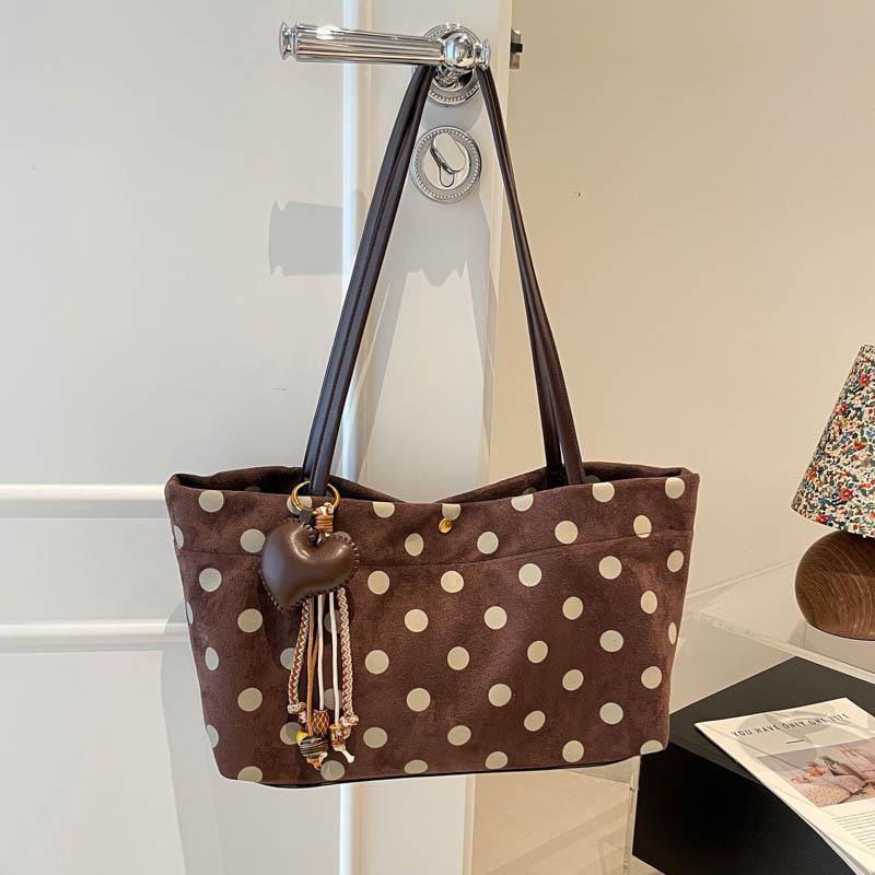 Borsa a tracolla da pendolare - Borsa tote con stampa a pois grandi - Borsa a spalla singola