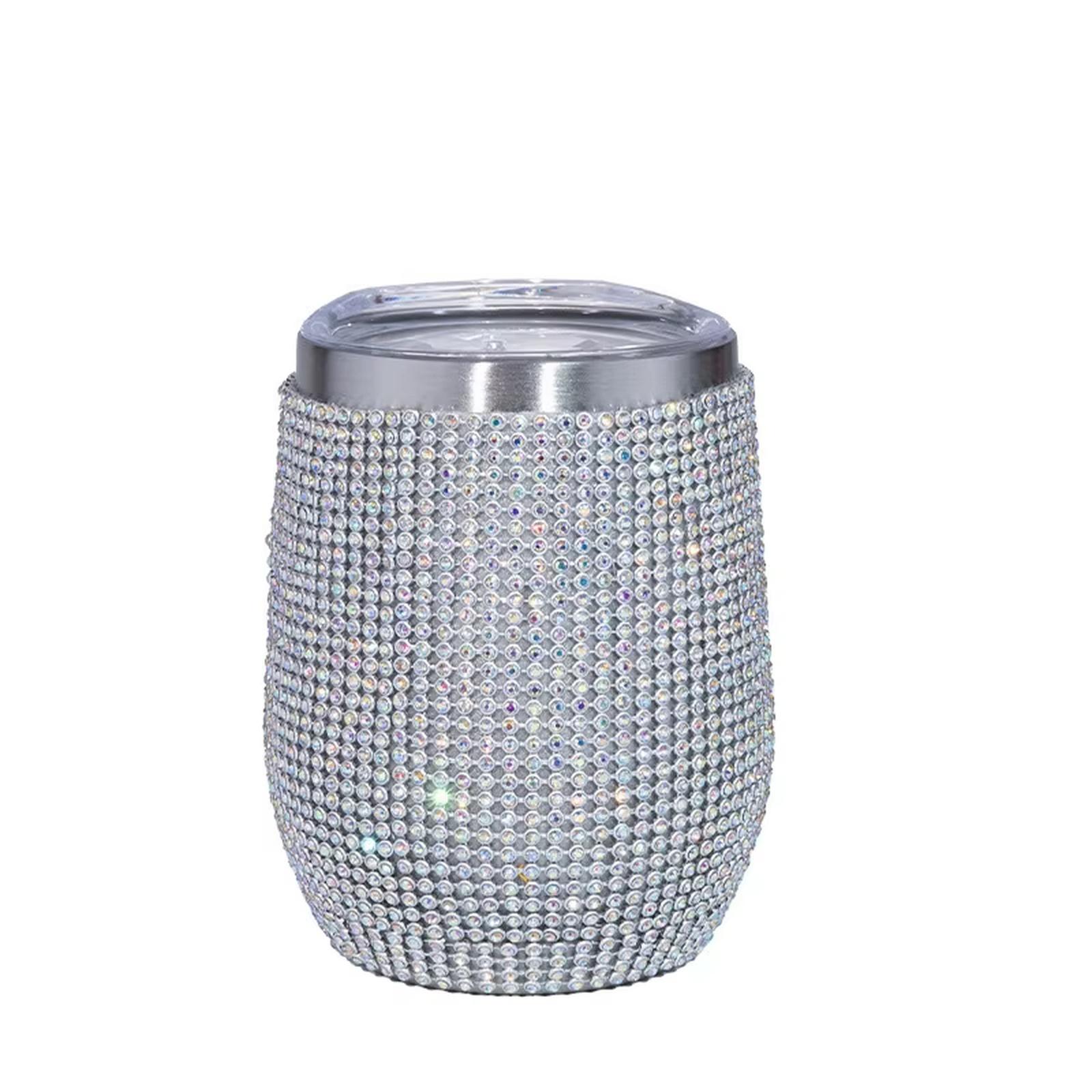 

Stainless Steel Bling Diamond Cup Wine Coffee Champagne Tumbler Egg Cup for Girls one size