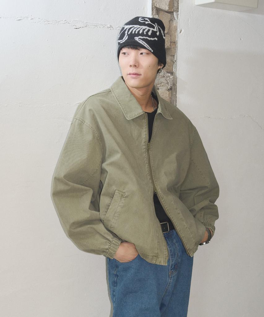Black Moment Signature Washed Cotton Oversized Blouson 2Way [Khaki]