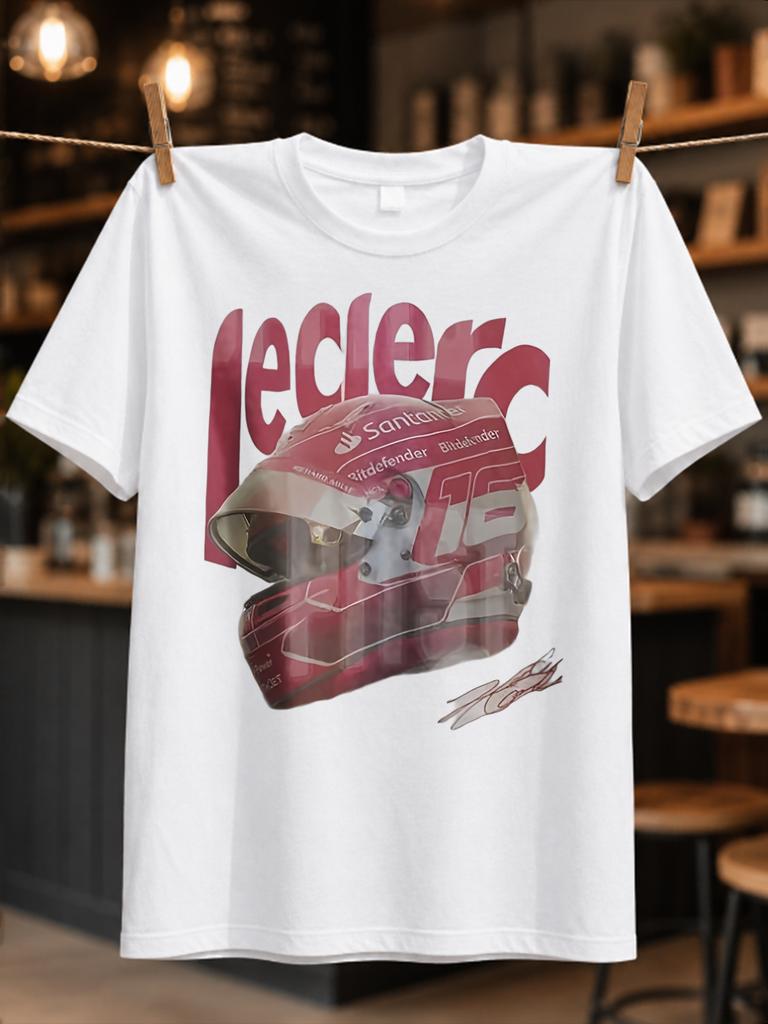 Charles Leclerc 16 Red Racing With Layered Name Lettering And Signature Sk Motorsport Collage Bold Unisex All Tshirt