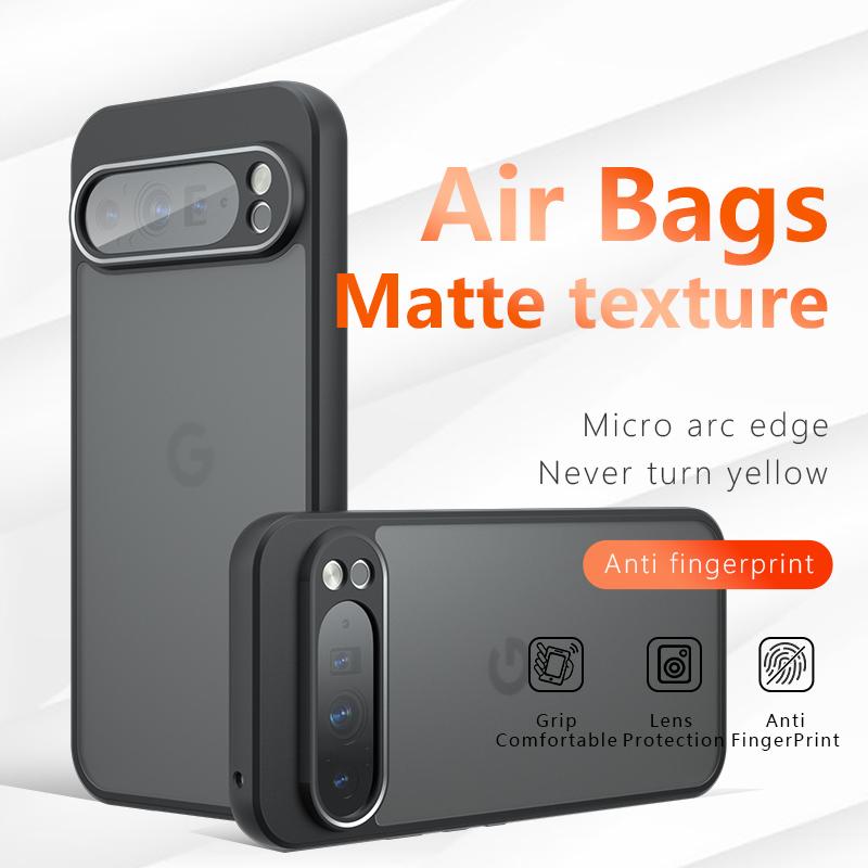 For Google Pixel 9 Pro XL Case Skin-Touch TPU+PC Matte Phone Shell,Transparent Black