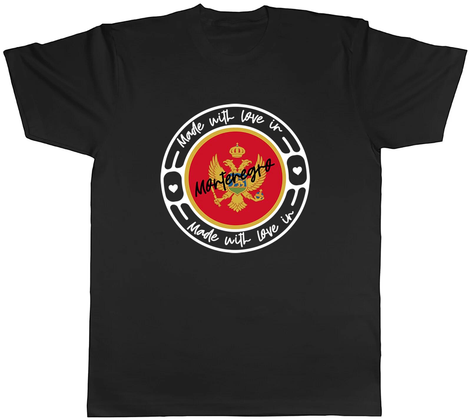 Made With Love In Montenegro Country Mens Unisex T-Shirt Tee Gift XL