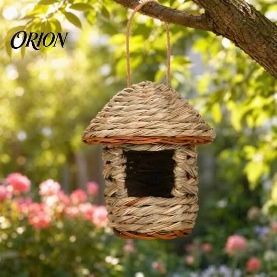 Weather-resistant Birdhouse Grass Woven Bird House, Outdoor Rustic Birdhouse, Hanging Hummingbird Hut, Natural Seagrass Garden Roosting Pocket