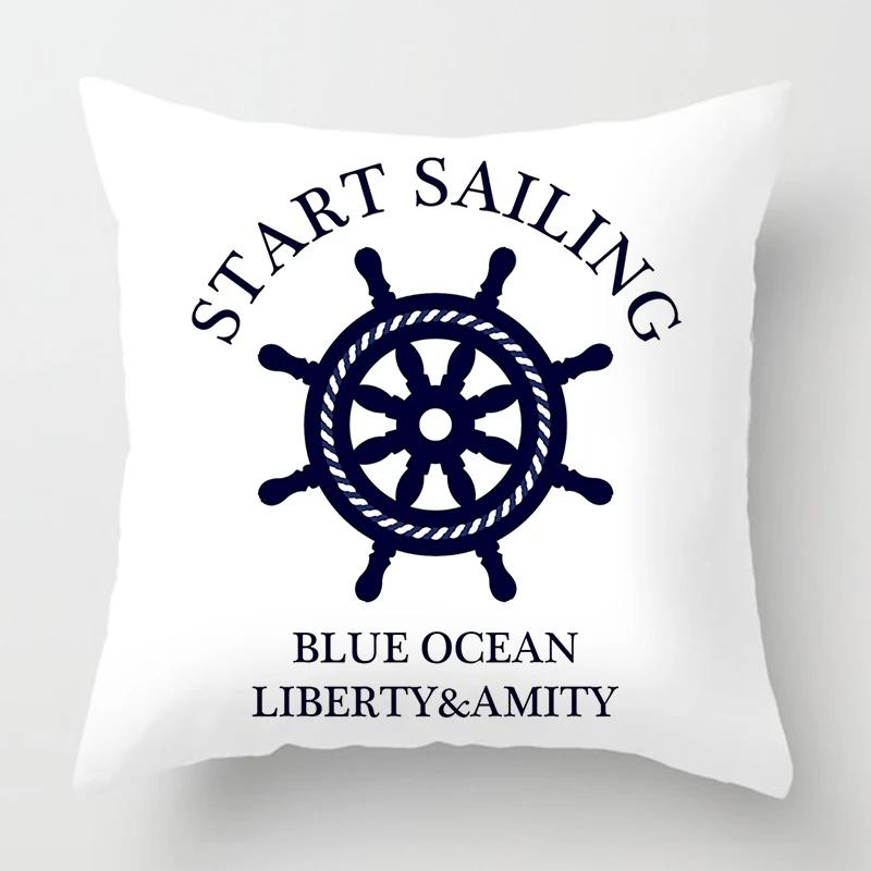 Nordic Dark Blue Nautical Collection Pillowcase Home Decor Sofa Decoration Cushion Cover