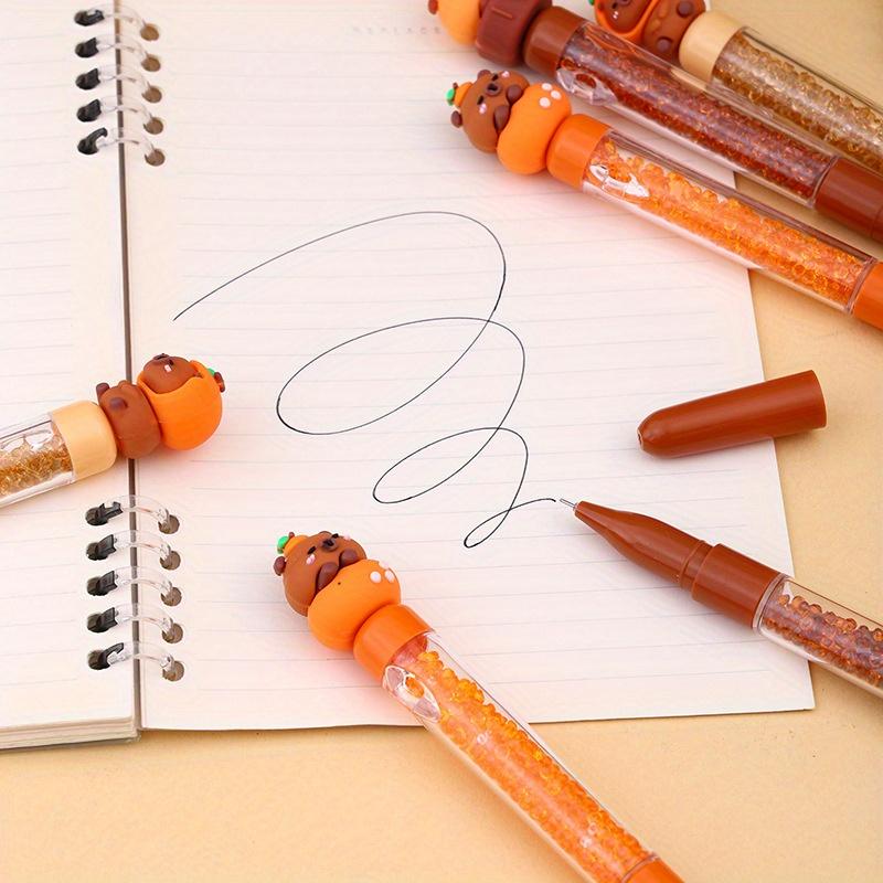 36pcs Capybara Soft Glue Crushed Diamond Neutral Pen Shape Neutral Pen Cartoon Cute Wide Pen Thick Pen Student Line Color 0.5mm Black Prize Pen