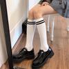 Japanese JK Knee High Socks Kawaii Striped Black White Cotton Long Tube Stockings for Women Girls Students Fashion Leg Warmers