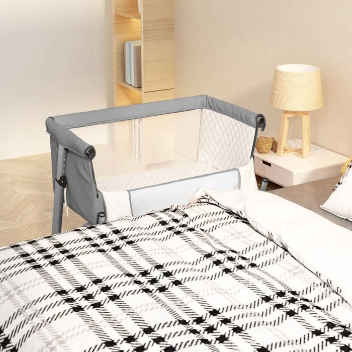 VidaXL Lit pour Bébé avec Matelas, Berceau Cododo avec Hauteur Réglable, Lit d'Enfant, Lit d'Appoint Chambre à Coucher, 10295
