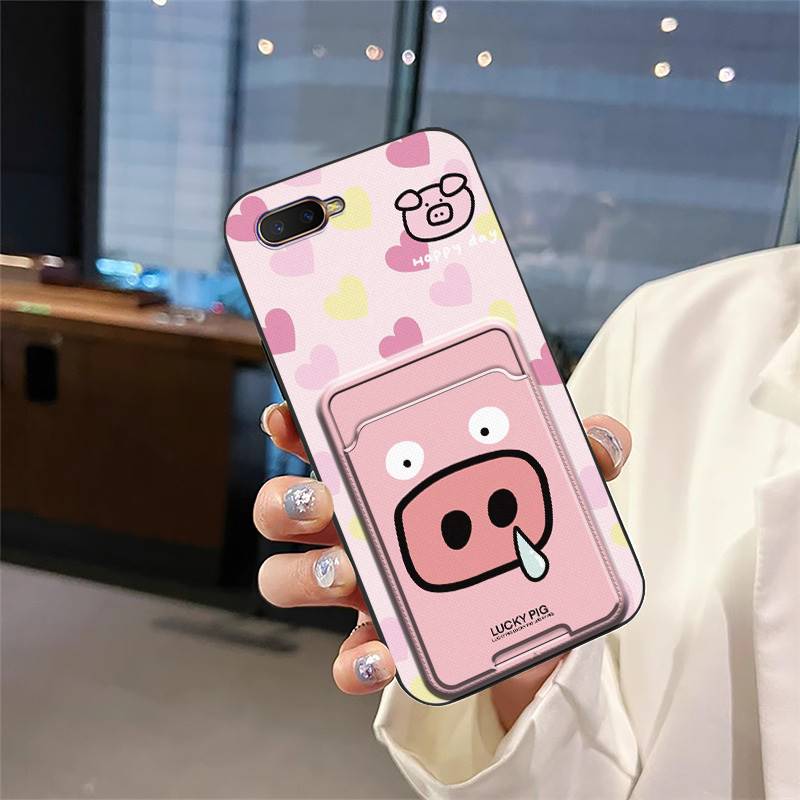 Back Cover Soft case Phone Case For OPPO K1/AX7 Pro/R17 NEO/R15X/Reno A Card bag Cartoon Full wrap Card sleeve Cute TPU