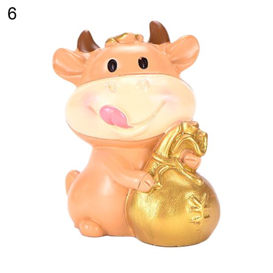 Śliczny złoty wół ozdoba żywica DIY figurki zwierząt dekoracja na biurko samochodu prezent