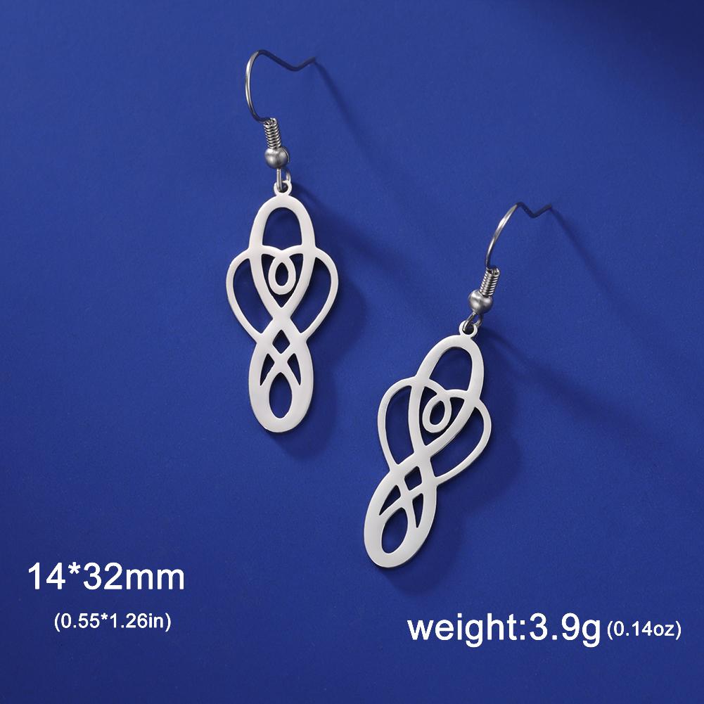 LIKGREAT Stainless Steel Celtic Infinity Knot Dangle Earrings for Women Lady Elegant Hook Charms Good Luck Jewelry New Year Gift