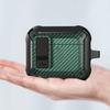 For AirPods 4 Bluetooth-compatible Earphone Cover Carbon Fiber Texture TPU+PC Anti-Drop Case with Buckle