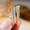 Unique Gold Color Geometric V Shaped Drop Earrings for Women Fashion Zircon Jewelry Gifts