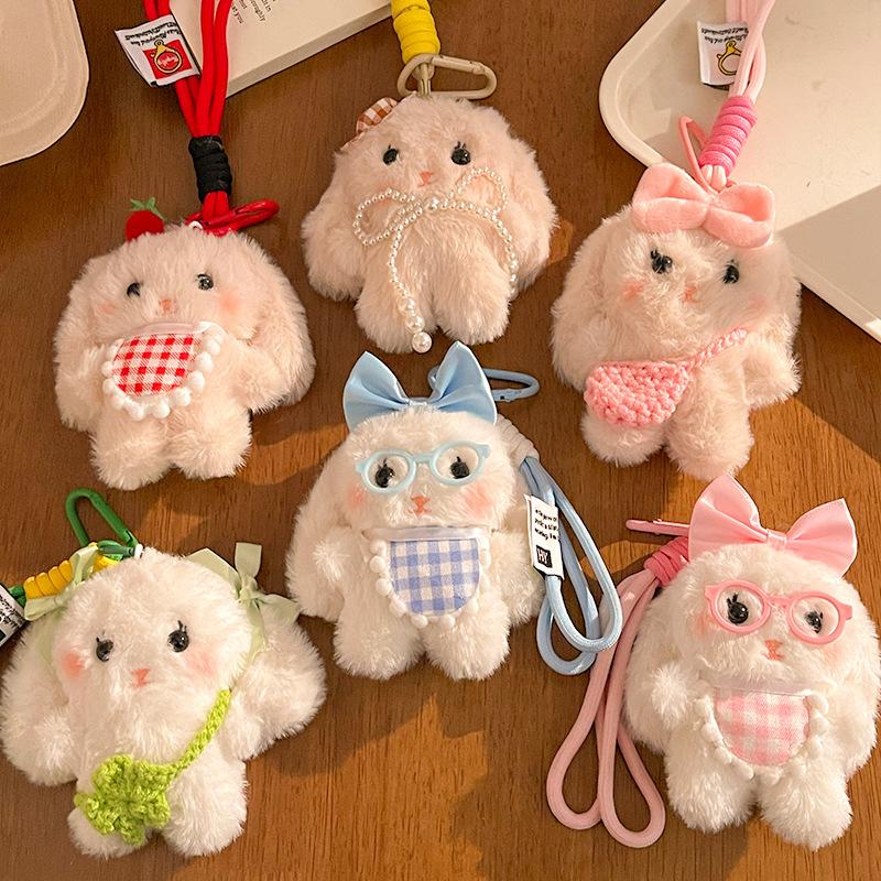 Cartoon Plush Rabbit Keychain Stuffed Doll Toy Bag Pendant Charms Car Keyring Accessories For Women Couples Kawaii Gift