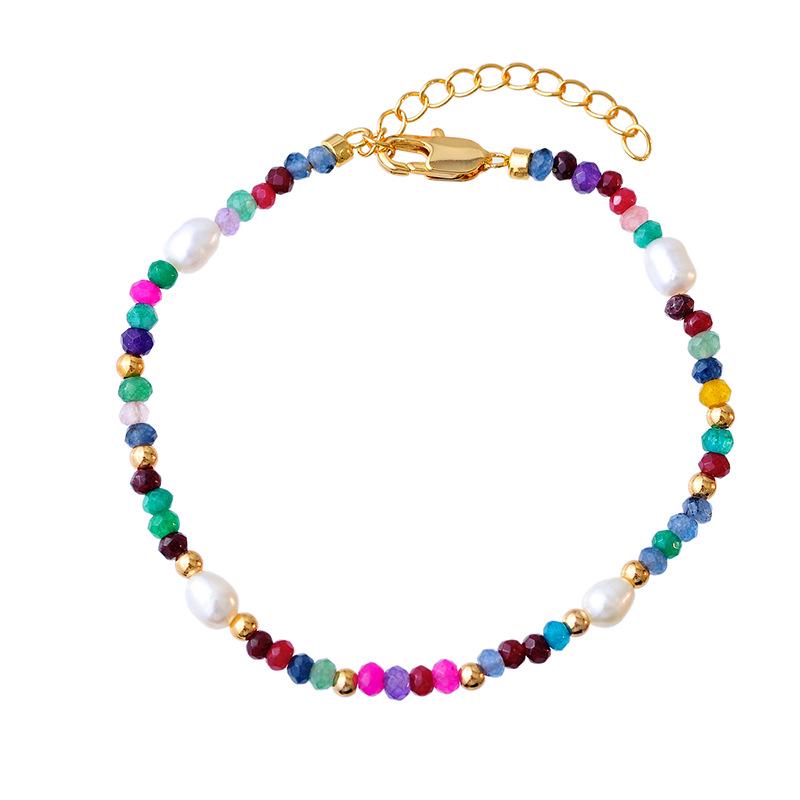 Spring/Summer Colorful Stone & Baroque Pearl Bracelet - Women's High-End Dopamine Jewelry