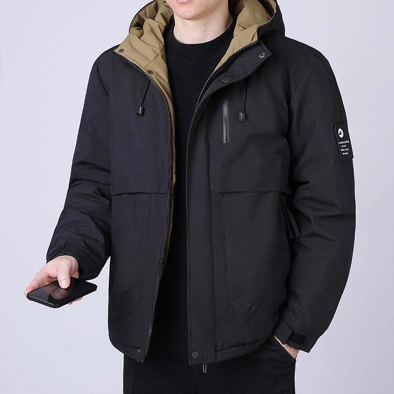 Men's Trendy Hooded Winter Jacket - Thick, Warm, Cotton-Padded Coat